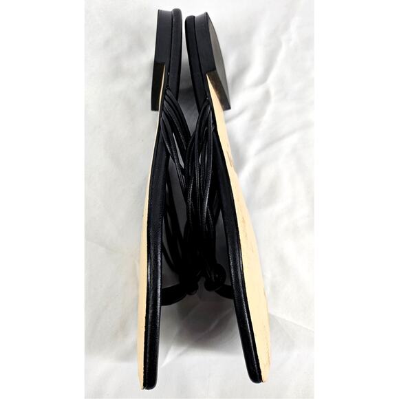 MARA & MINE LOLA WOMEN'S BLACK LEATHER THONG FLAT SANDALS - SIZE 9 - Picture 9 of 9